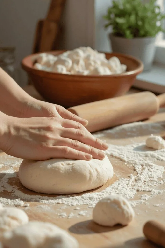 kneading Cottage Cheese Dough