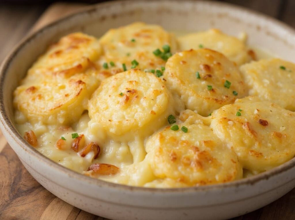 classic Homemade Betty Crocker Scalloped Potatoes In A Baking Dish