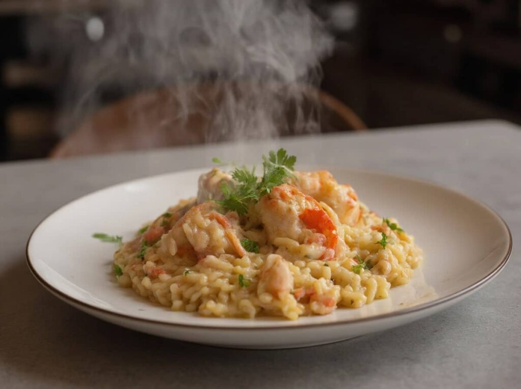 creamy Lump Crab Risotto Garnished With Herbs